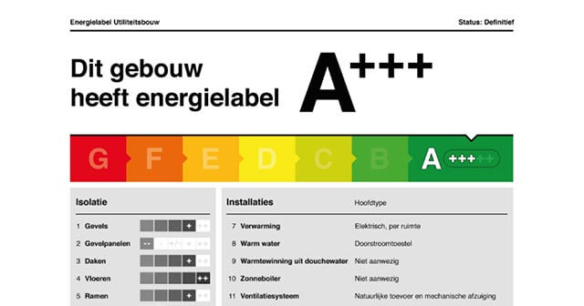 screenshot van het nieuwe energielabel